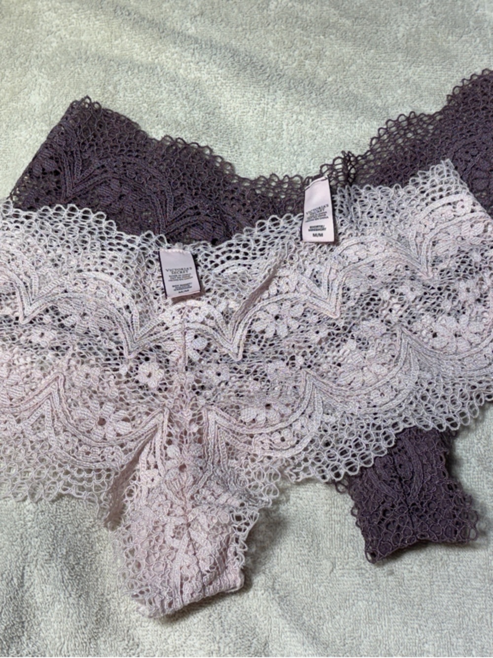 Victoria's Secret Lace Boy short/ Panty Pair in Mauve and Light Pink 2016